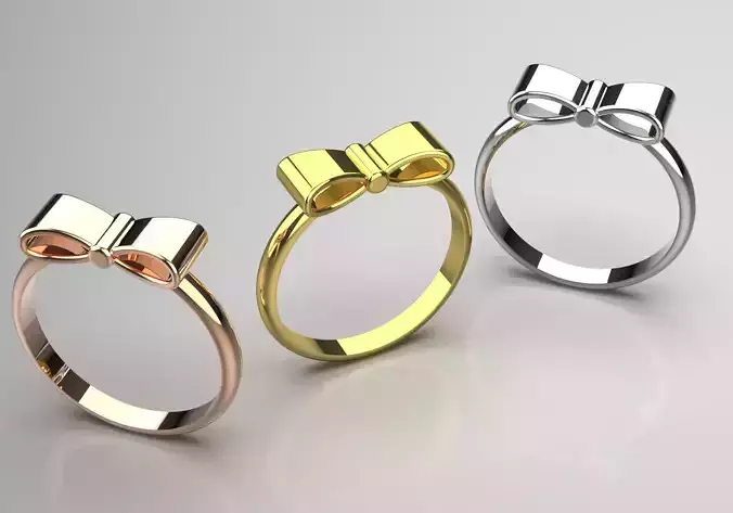 Three-color gold rings with bow tie design gr0080 3D print model Three-color gold rings with bow tie design gr0080 3D print model
