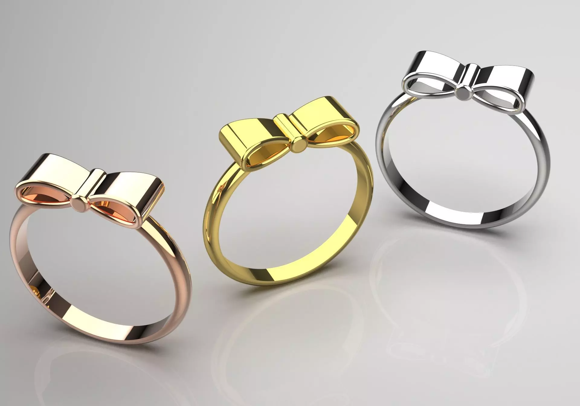 Three-color gold rings with bow tie design gr0080 3D print model_0