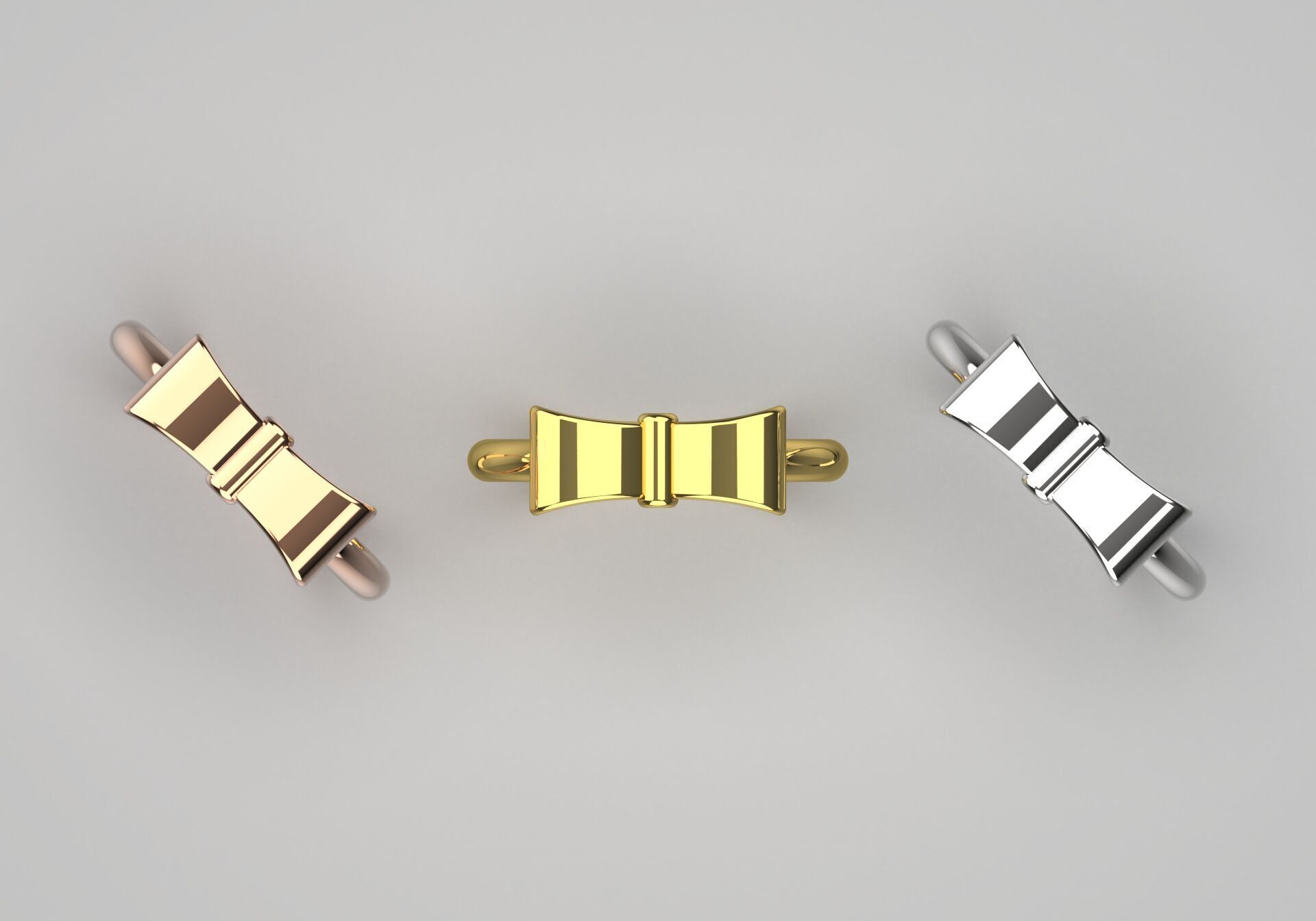 Three-color gold rings with bow tie design gr0080 3D print model_3