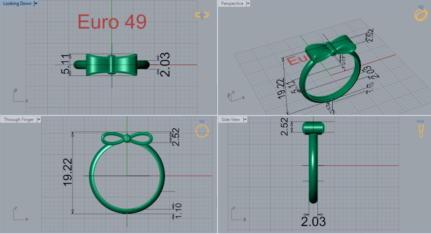 Three-color gold rings with bow tie design gr0080 3D print model_5
