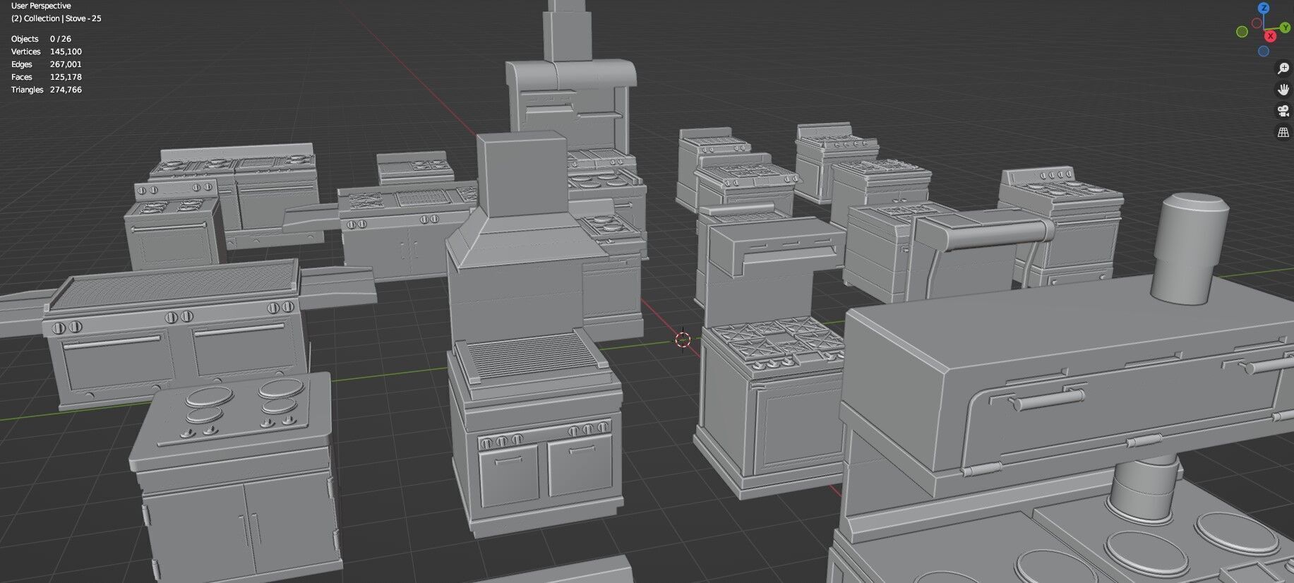 Low Poly 25 Gas Stoves Pack - Game Ready - Untextured Low-poly 3D model_46