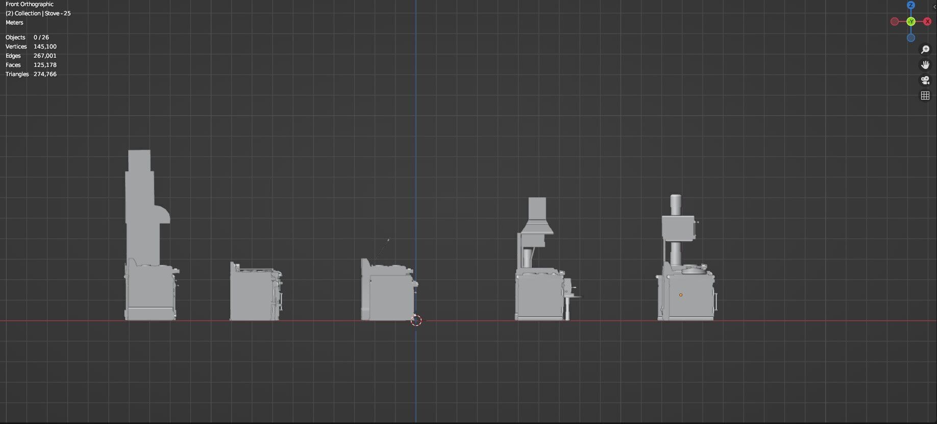 Low Poly 25 Gas Stoves Pack - Game Ready - Untextured Low-poly 3D model_42