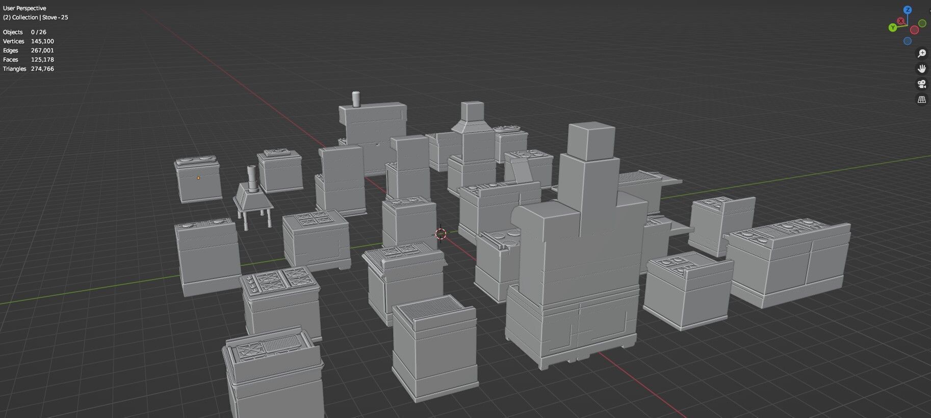 Low Poly 25 Gas Stoves Pack - Game Ready - Untextured Low-poly 3D model_45