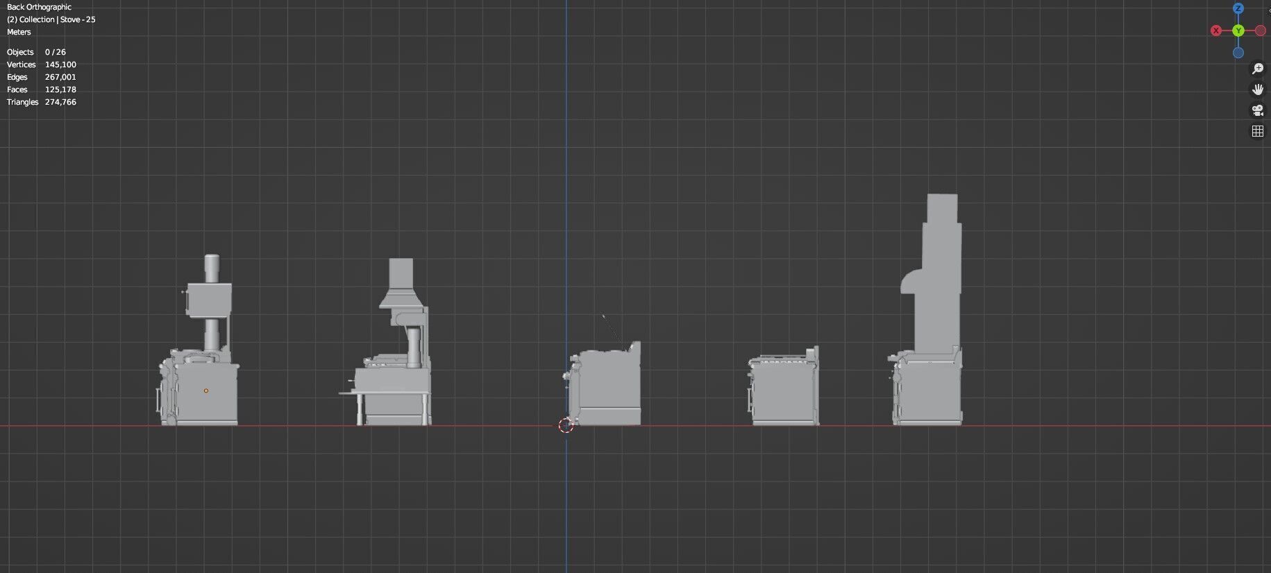 Low Poly 25 Gas Stoves Pack - Game Ready - Untextured Low-poly 3D model_40