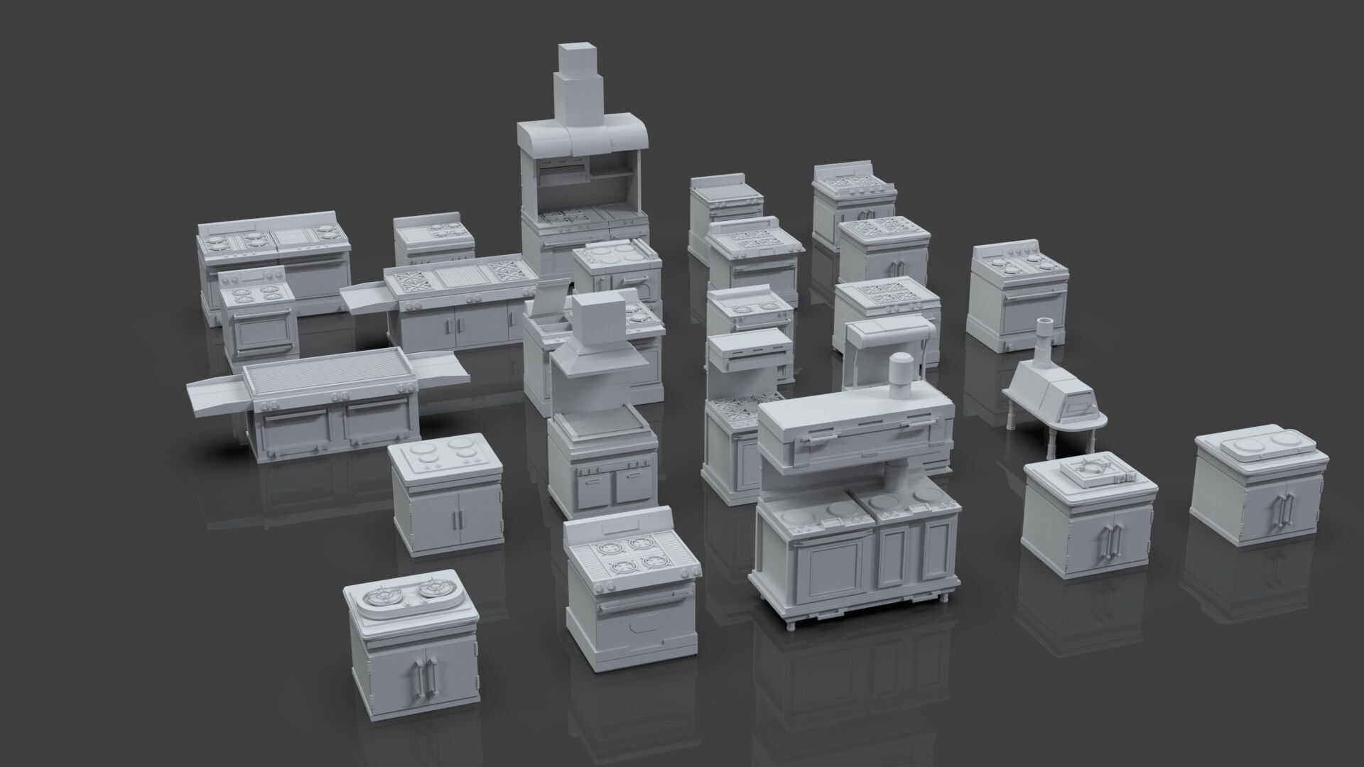 Low Poly 25 Gas Stoves Pack - Game Ready - Untextured Low-poly 3D model_2