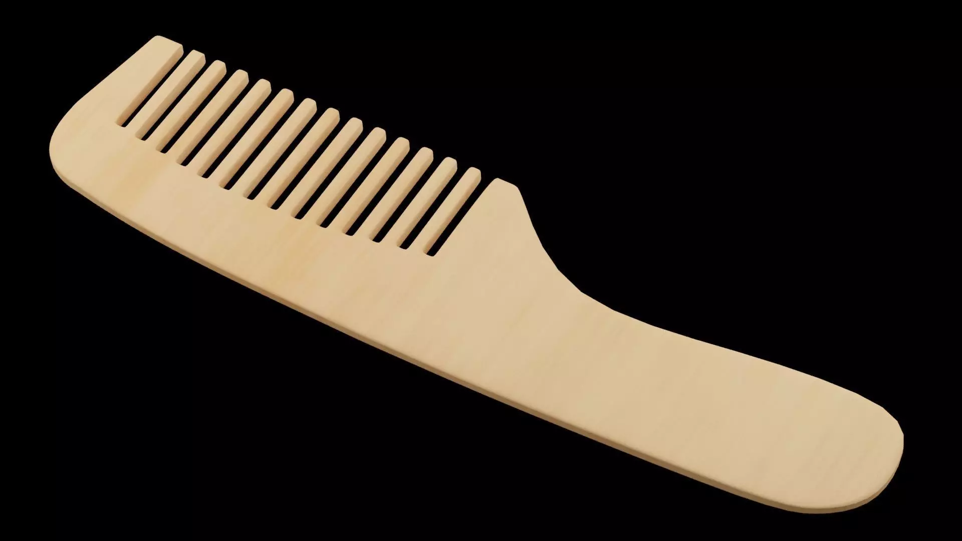 Hair Wooden Comb Low-poly 3D model_0