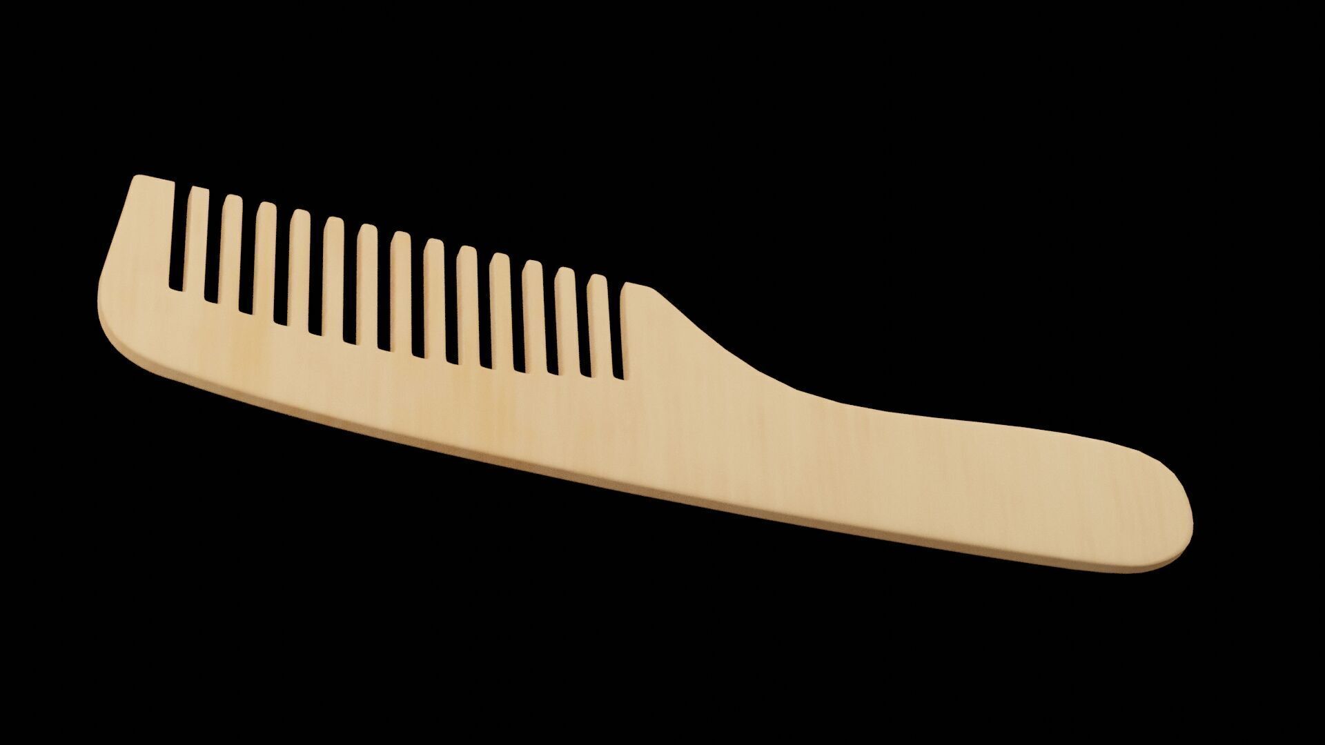 Hair Wooden Comb Low-poly 3D model_2