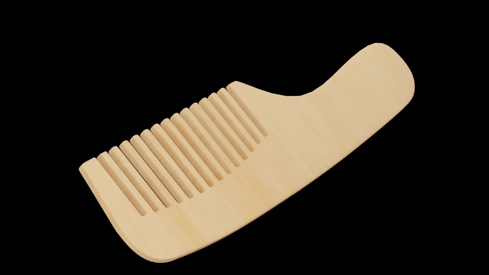 Hair Wooden Comb Low-poly 3D model_4