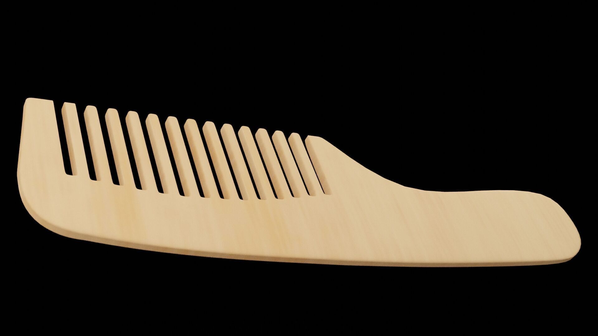 Hair Wooden Comb Low-poly 3D model_5