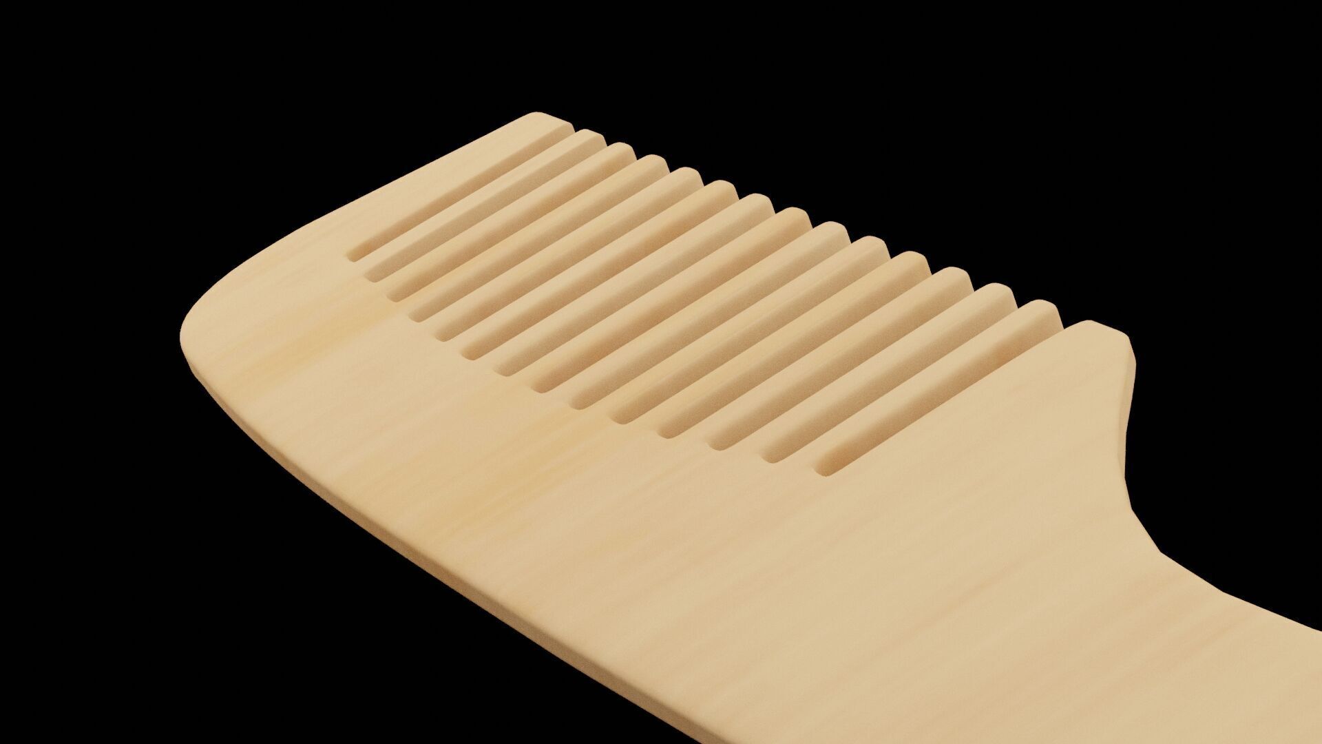 Hair Wooden Comb Low-poly 3D model_1