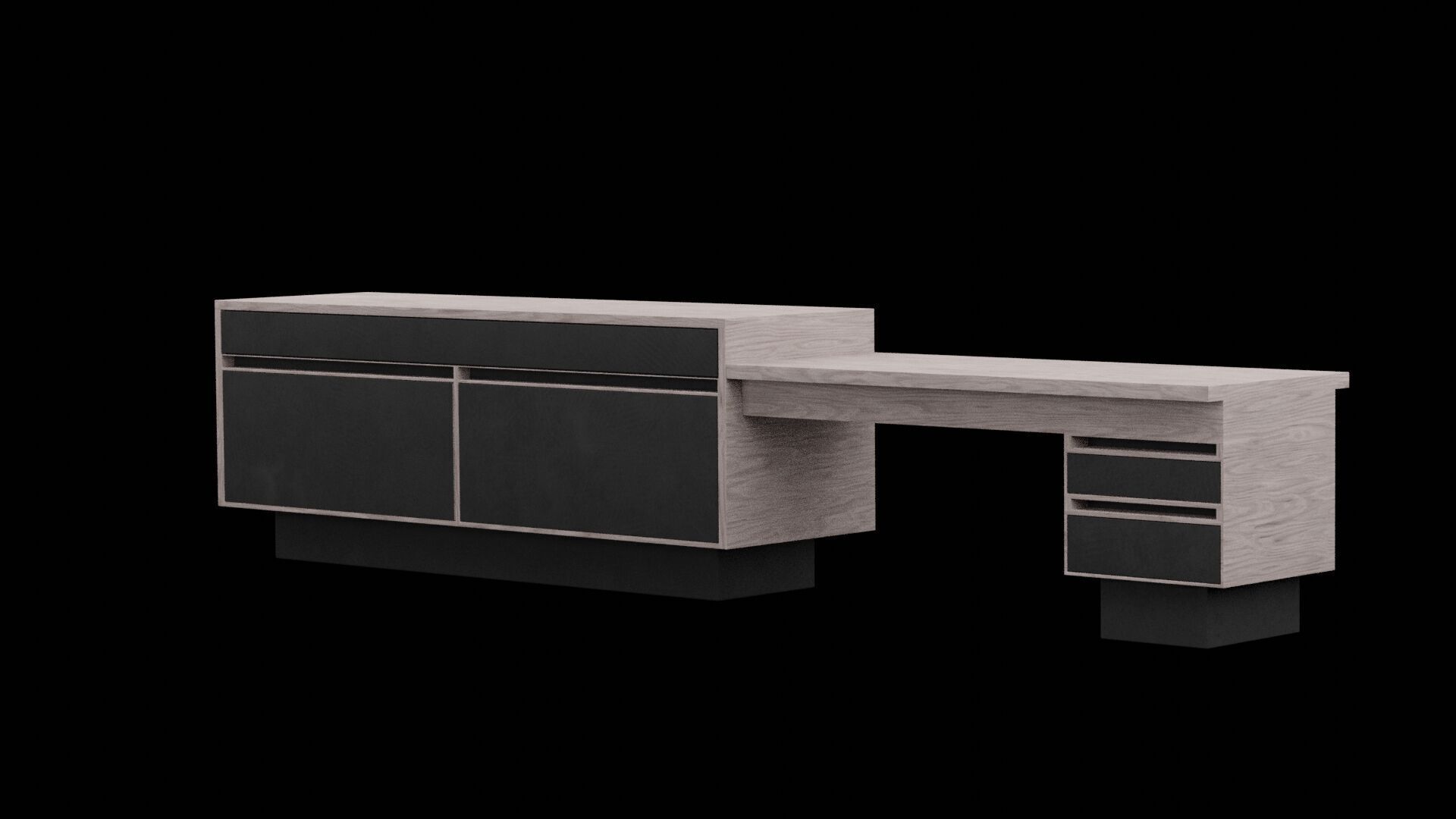 Brown and Black Cabinet Table Low-poly 3D model_4