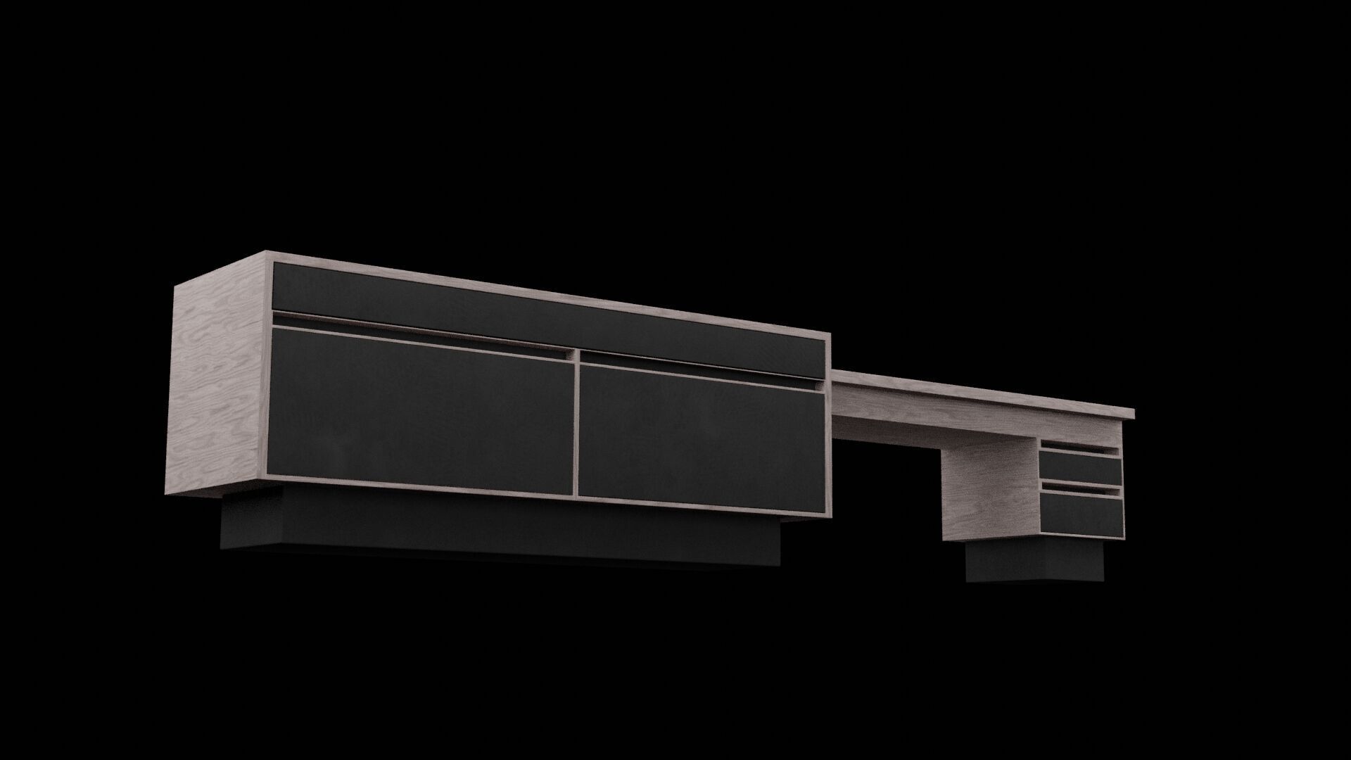 Brown and Black Cabinet Table Low-poly 3D model_5