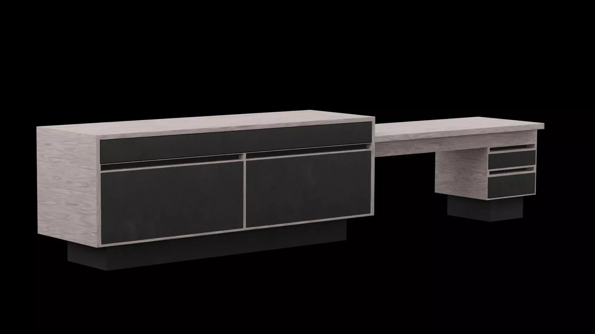 Brown and Black Cabinet Table Low-poly 3D model_0
