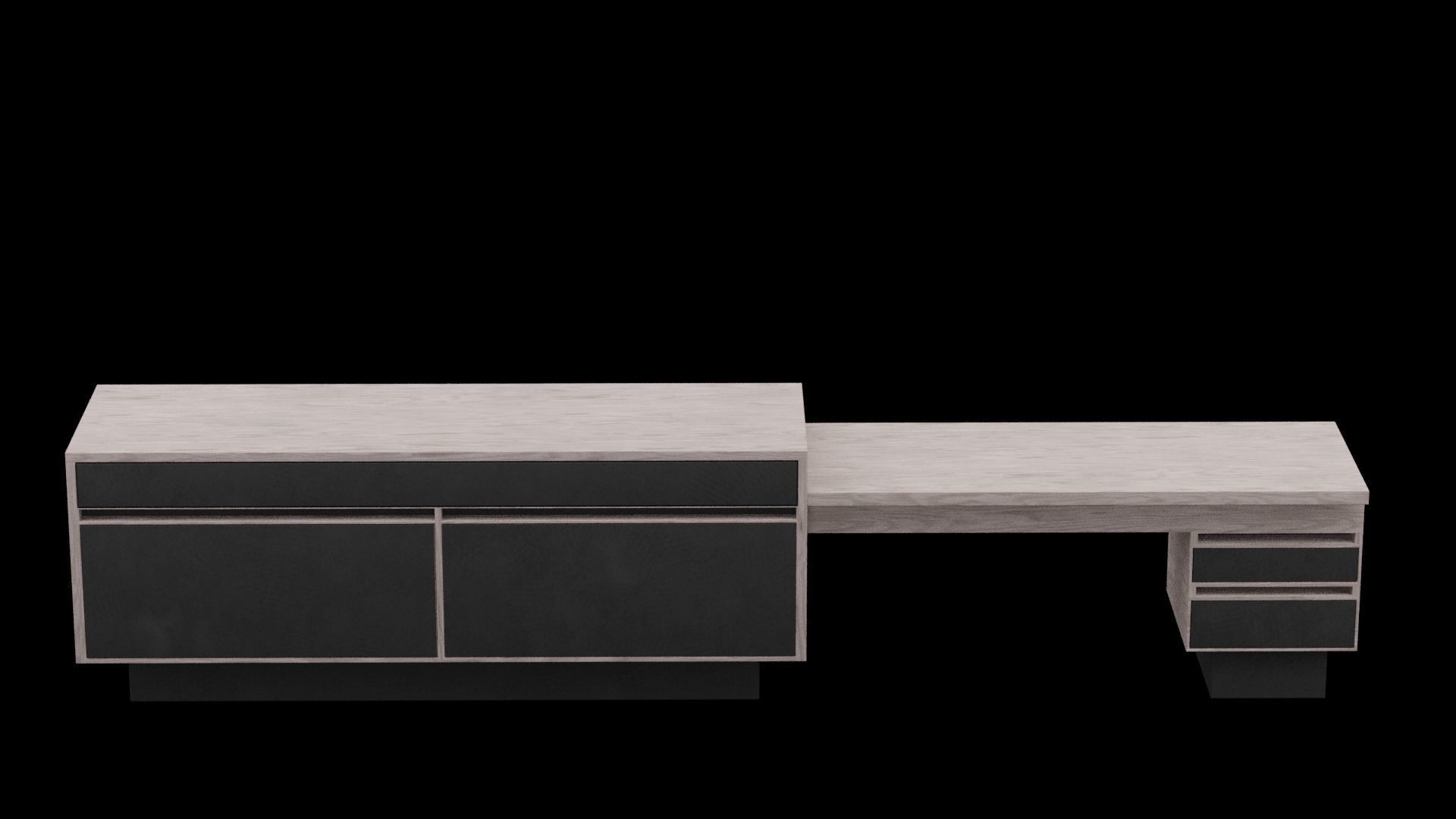 Brown and Black Cabinet Table Low-poly 3D model_1