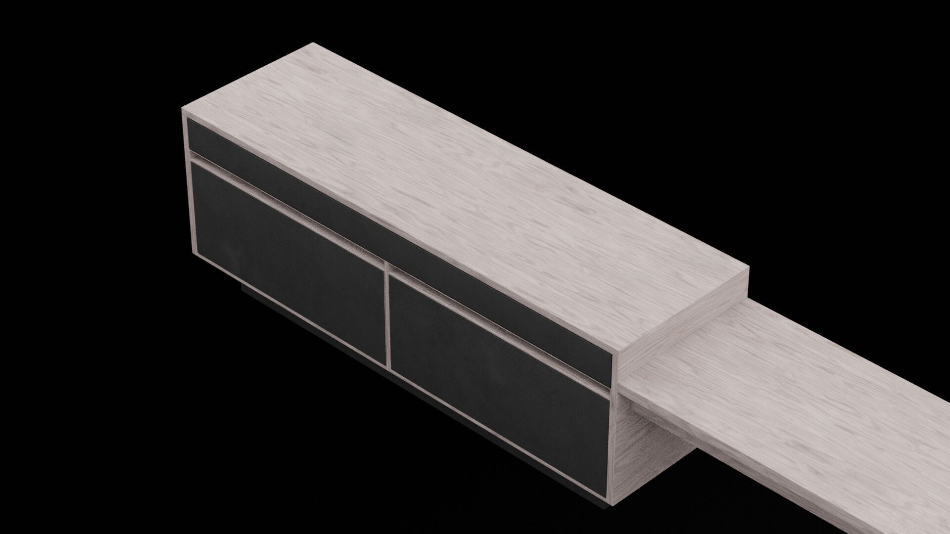 Brown and Black Cabinet Table Low-poly 3D model_2