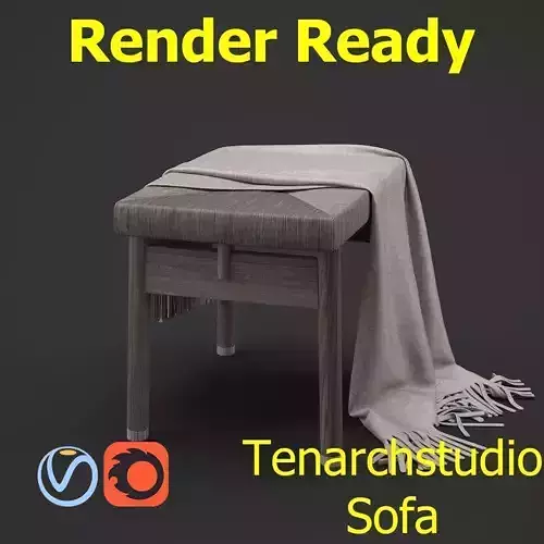 Tenarchstudio wooden rattan ottoman  render ready 