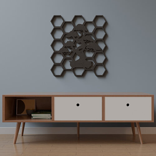 Wall art hexagon bonsai tree  3D print model