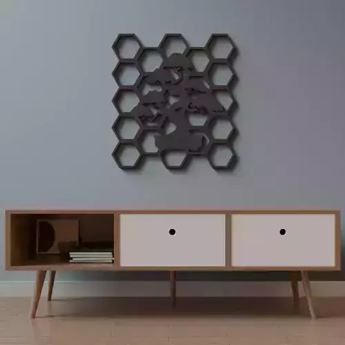 Wall art hexagon bonsai tree 