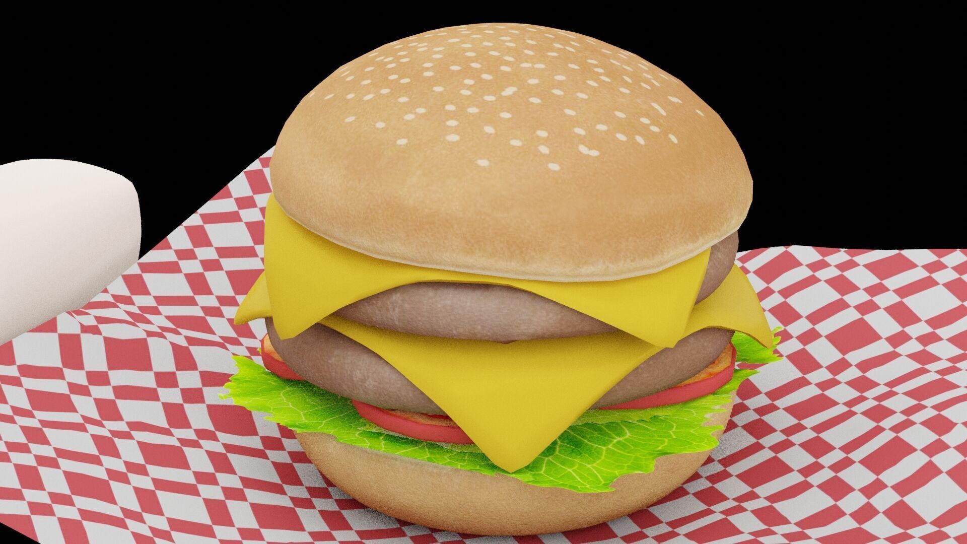 Burger and Fries Low-poly 3D model_4