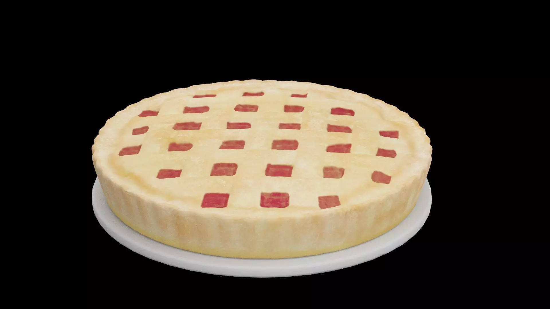 Strawberry Pie Low-poly 3D model_0