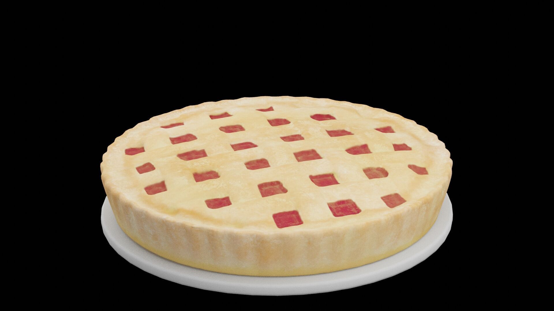 Strawberry Pie Low-poly 3D model_4