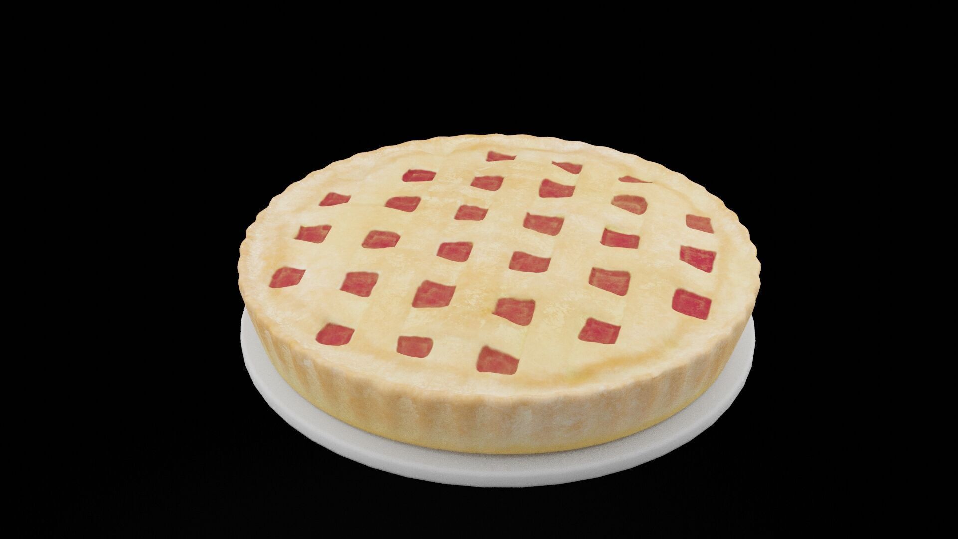 Strawberry Pie Low-poly 3D model_5