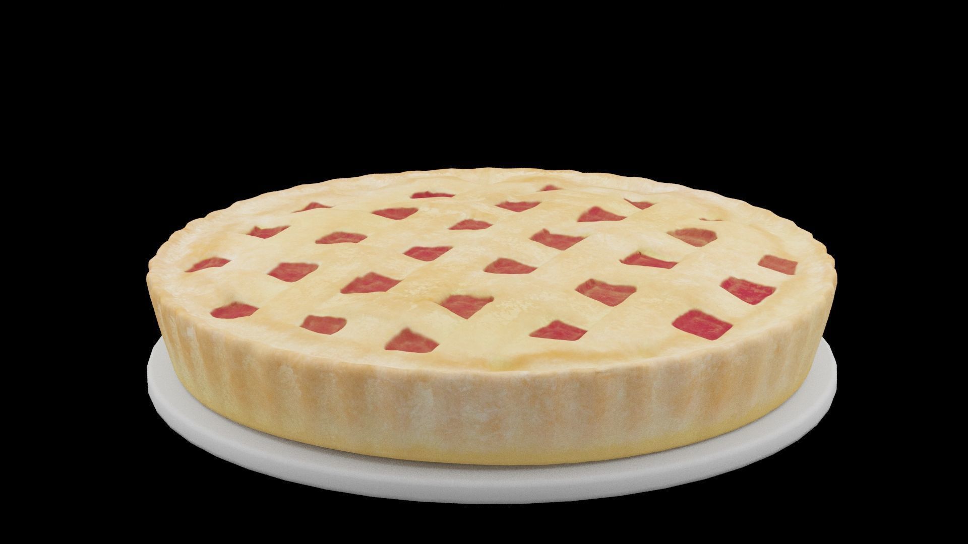 Strawberry Pie Low-poly 3D model_1