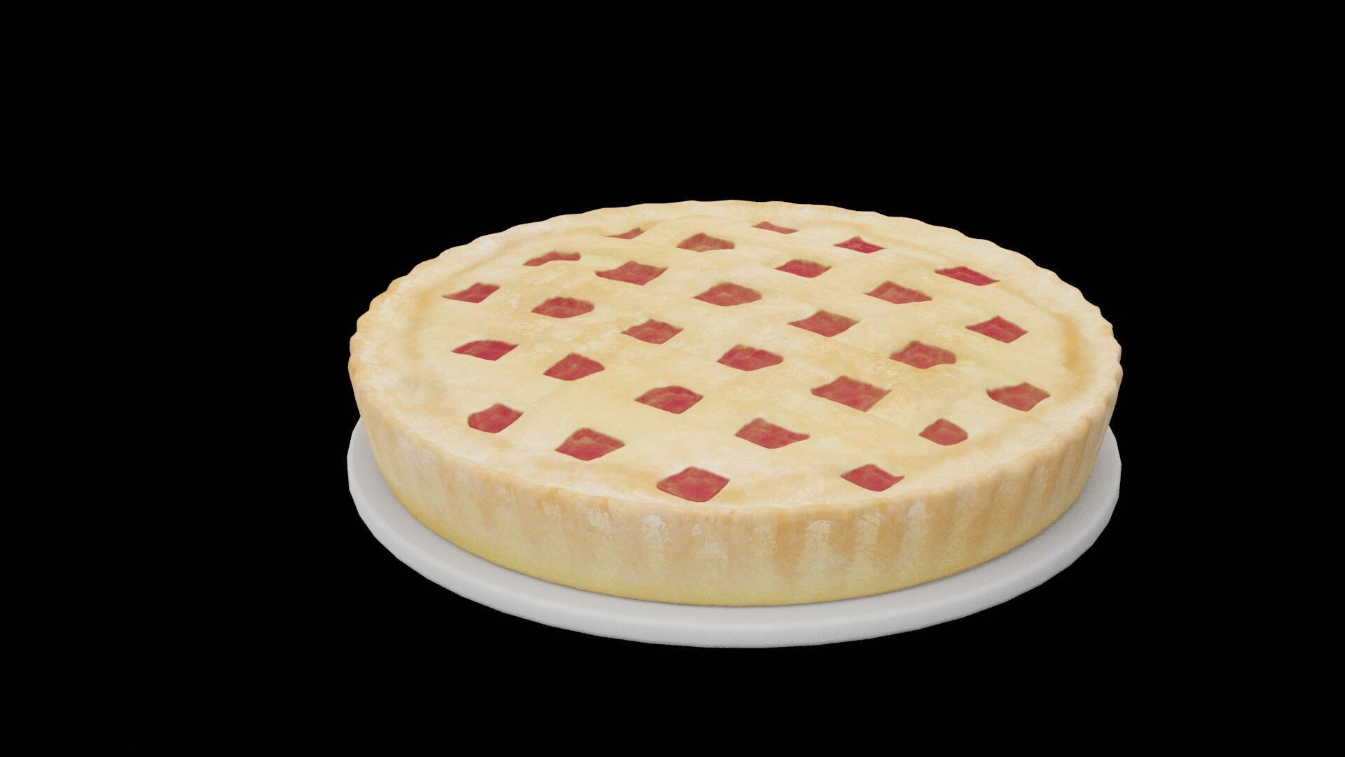 Strawberry Pie Low-poly 3D model_3