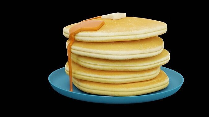 Fluffy Pancakes Low-poly 3D model 3