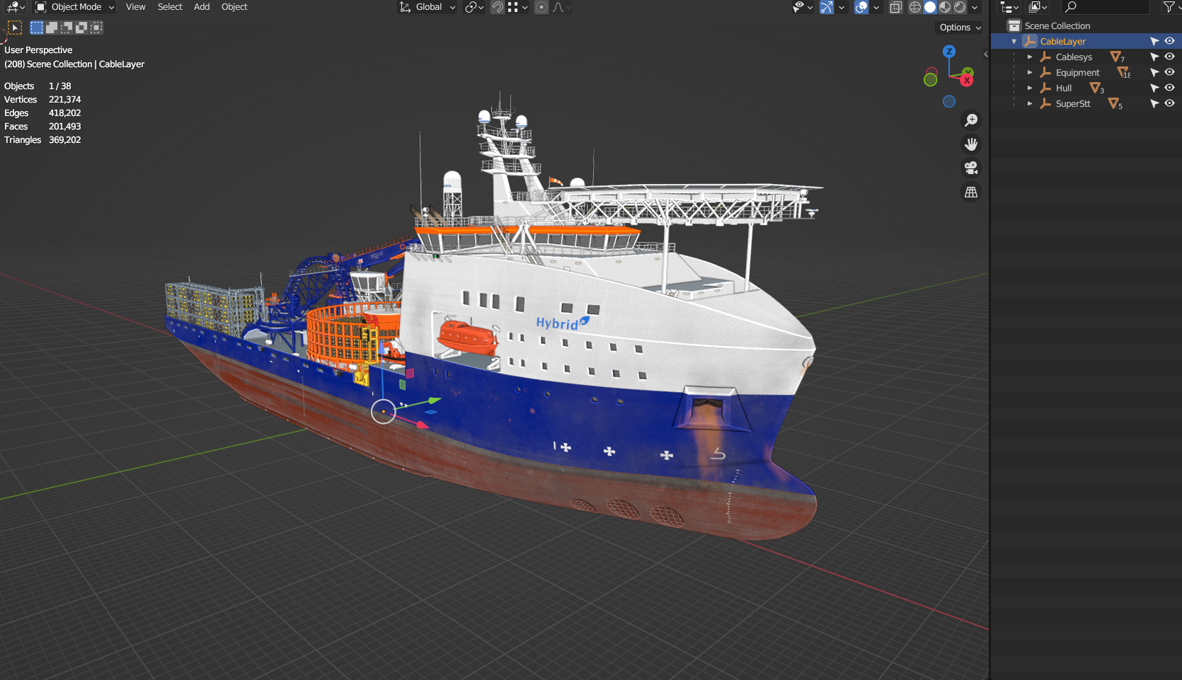 Cable Laying Vessel 3D model_21