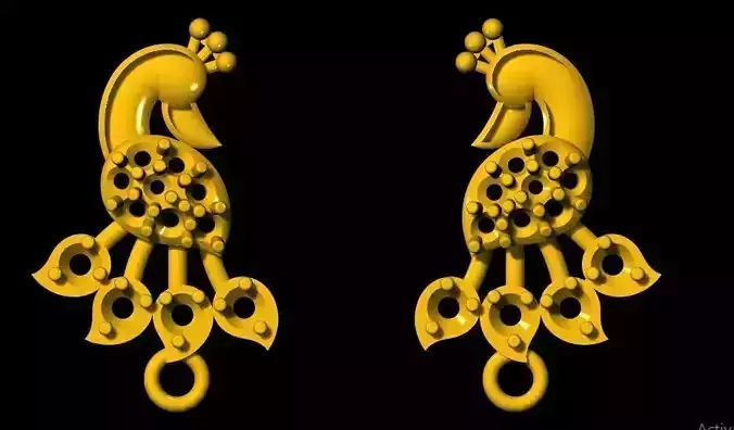 Peacock stud earrings 3dm file
