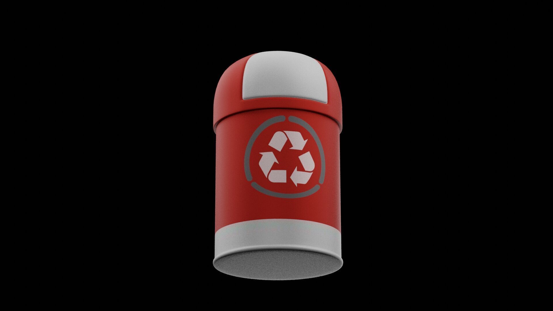 Red Garbage Bin Low-poly 3D model_1