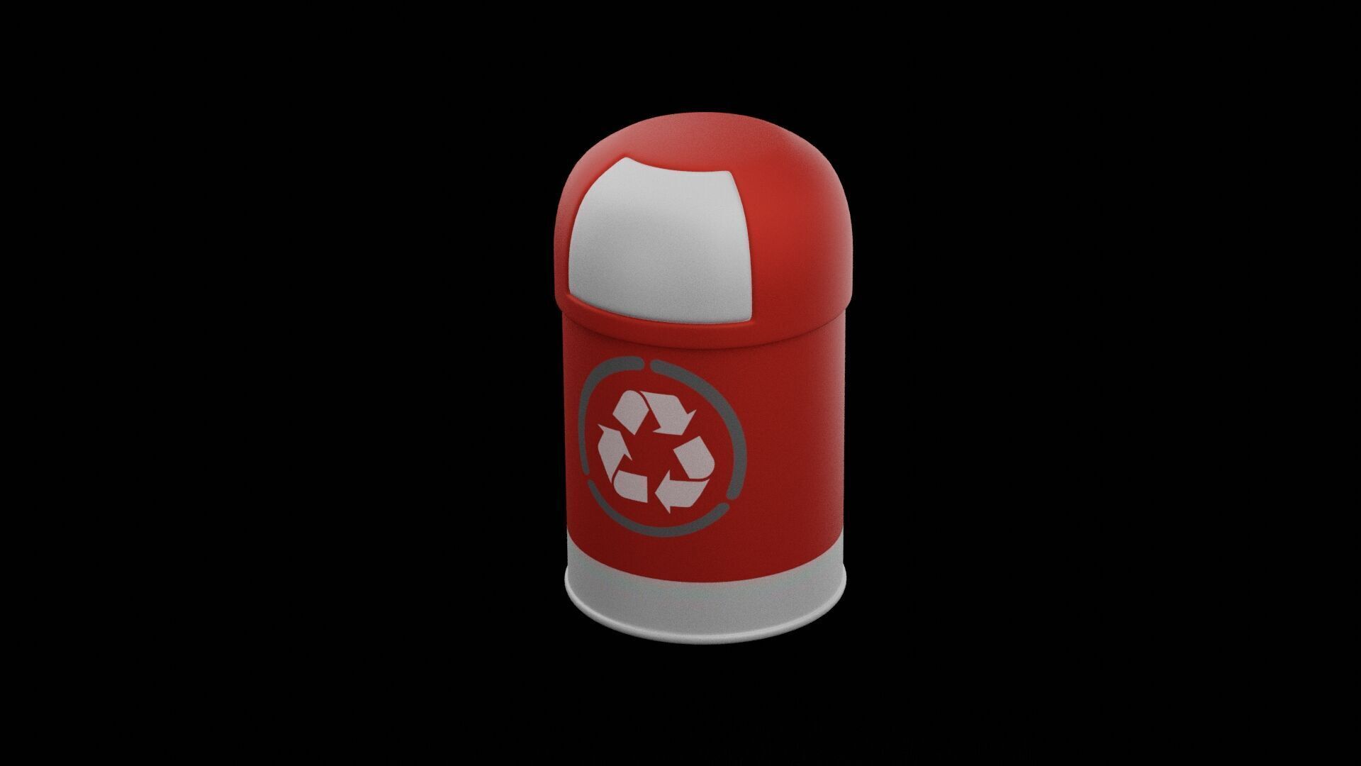 Red Garbage Bin Low-poly 3D model_4