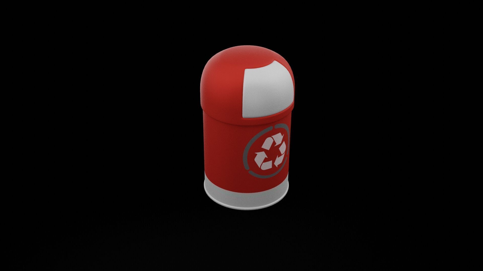 Red Garbage Bin Low-poly 3D model_5