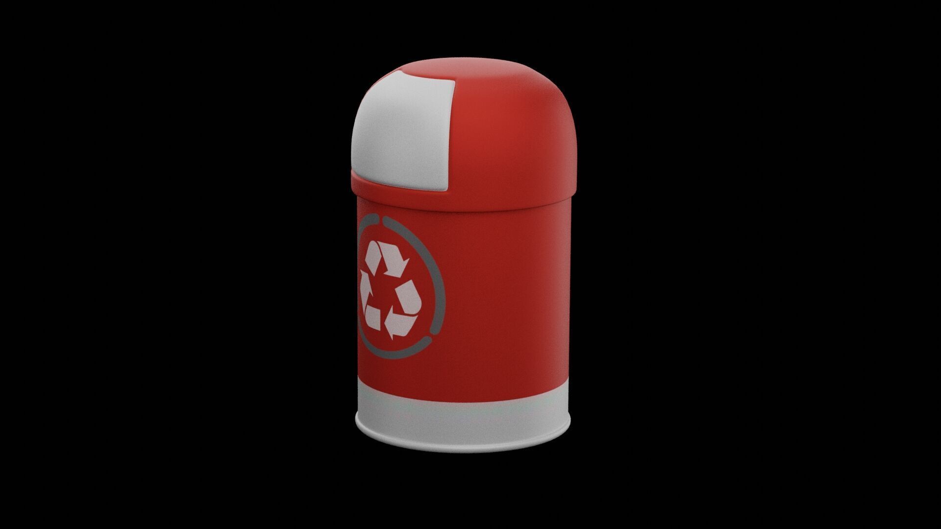Red Garbage Bin Low-poly 3D model_2