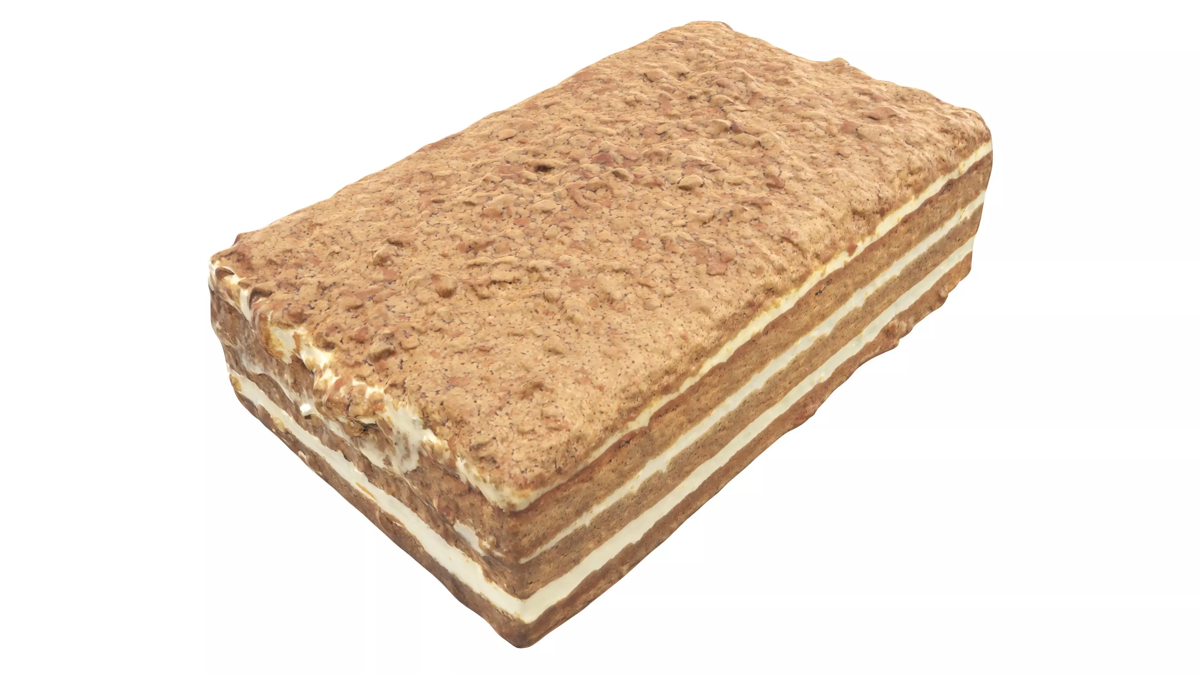 Honey cake piece Low-poly 3D model_0