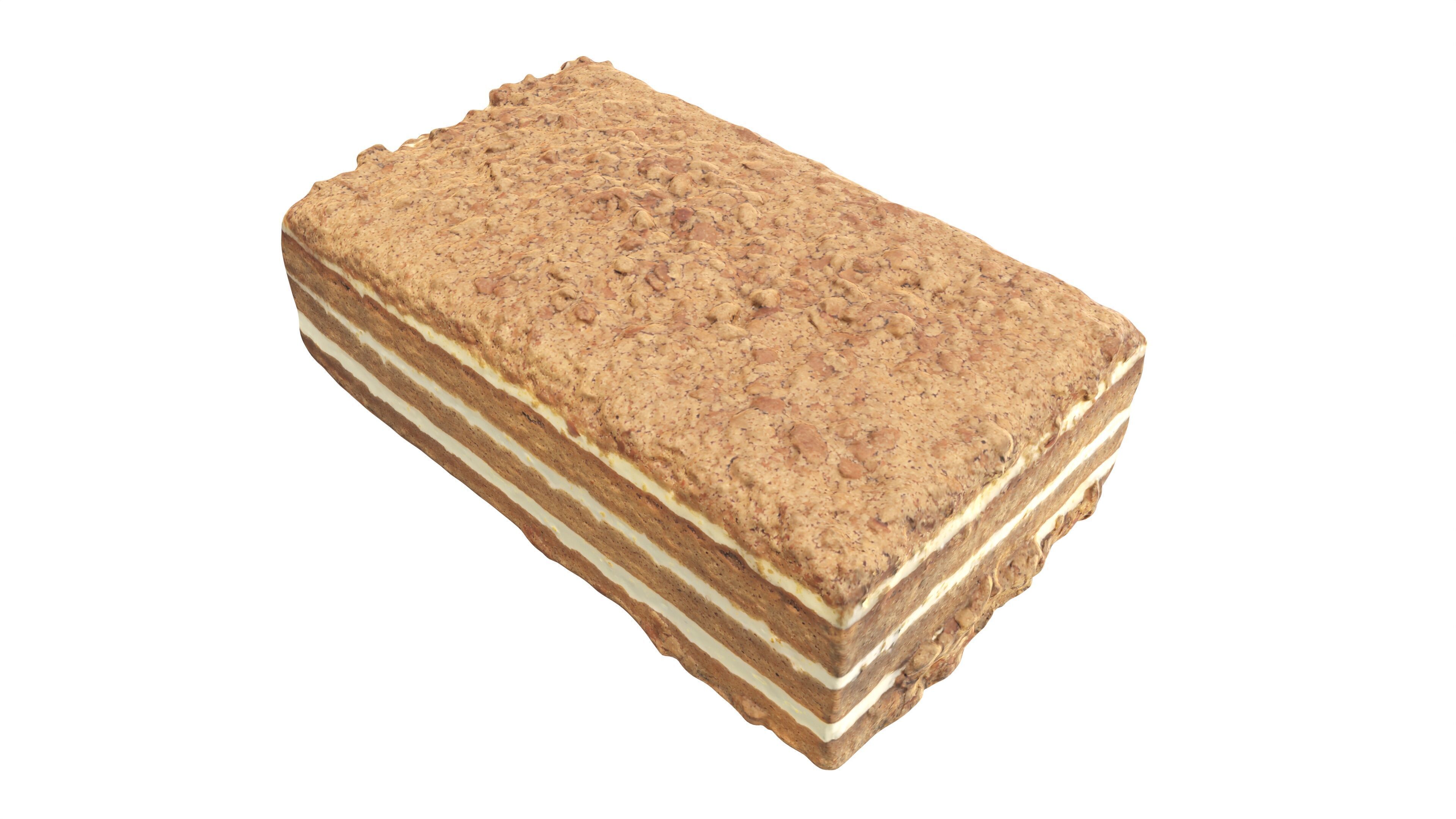 Honey cake piece Low-poly 3D model_2