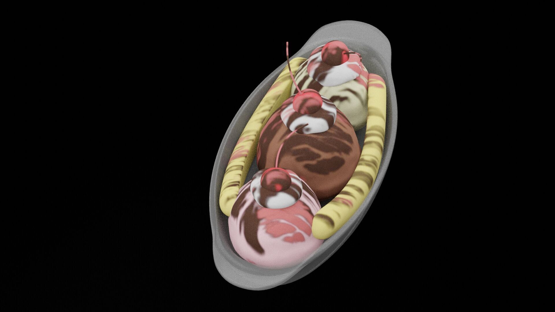 Banana Split Low-poly 3D model_1