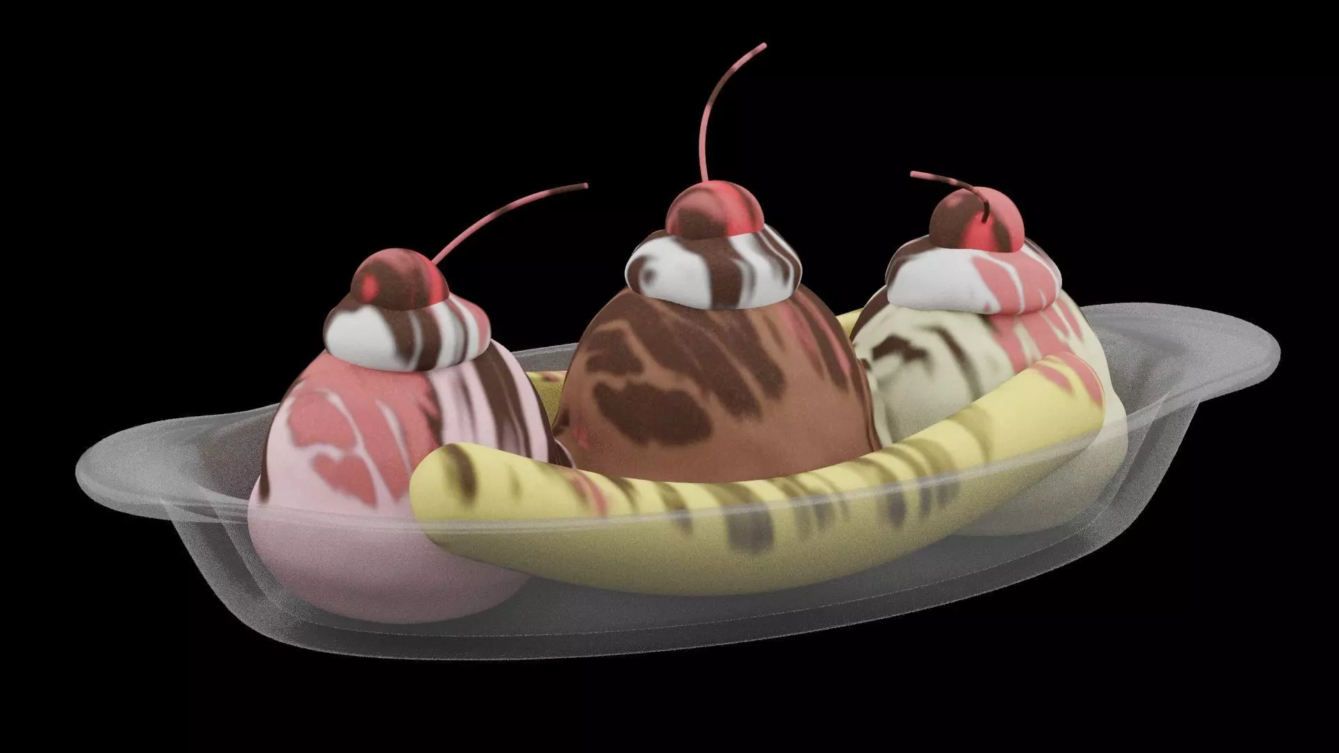 Banana Split Low-poly 3D model_0