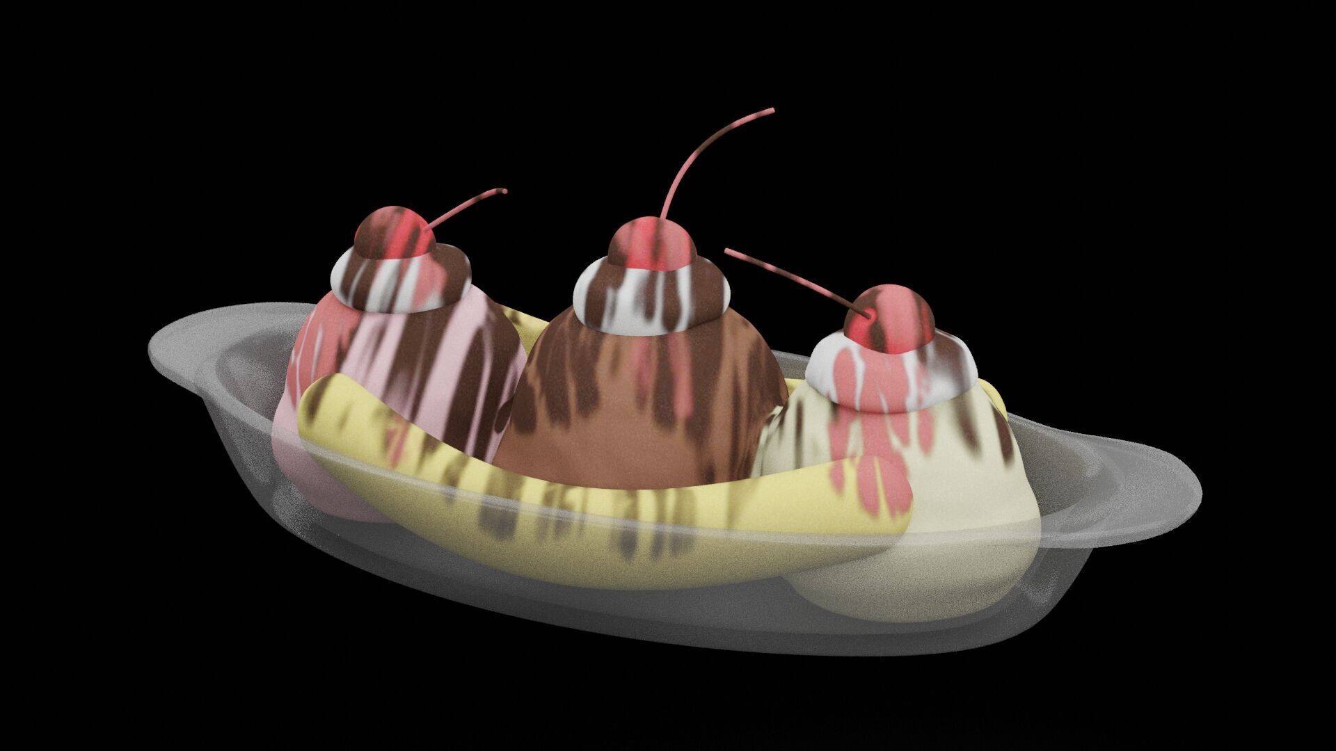 Banana Split Low-poly 3D model_4