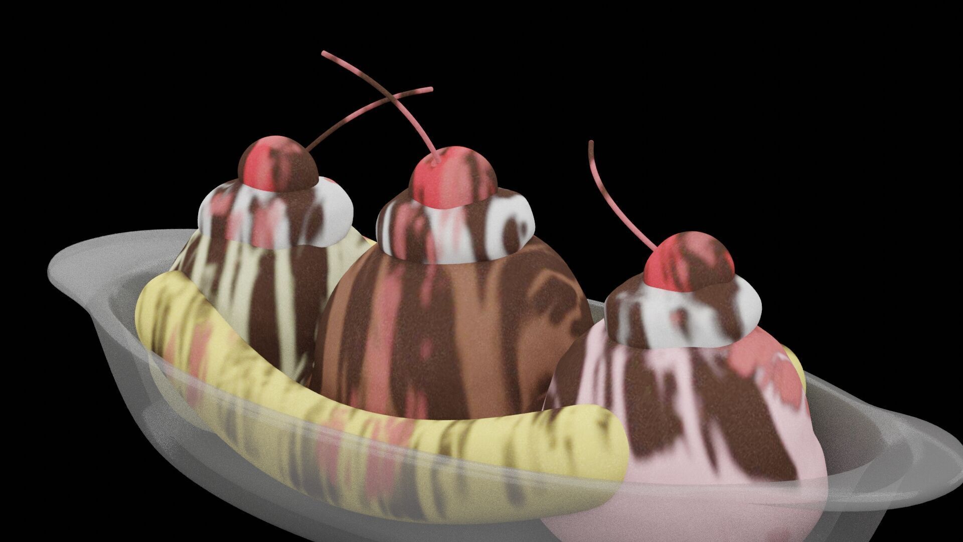 Banana Split Low-poly 3D model_3