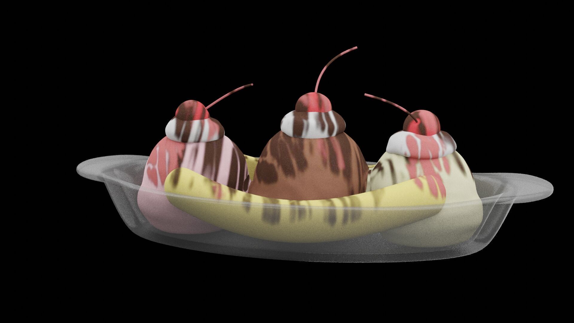 Banana Split Low-poly 3D model_2
