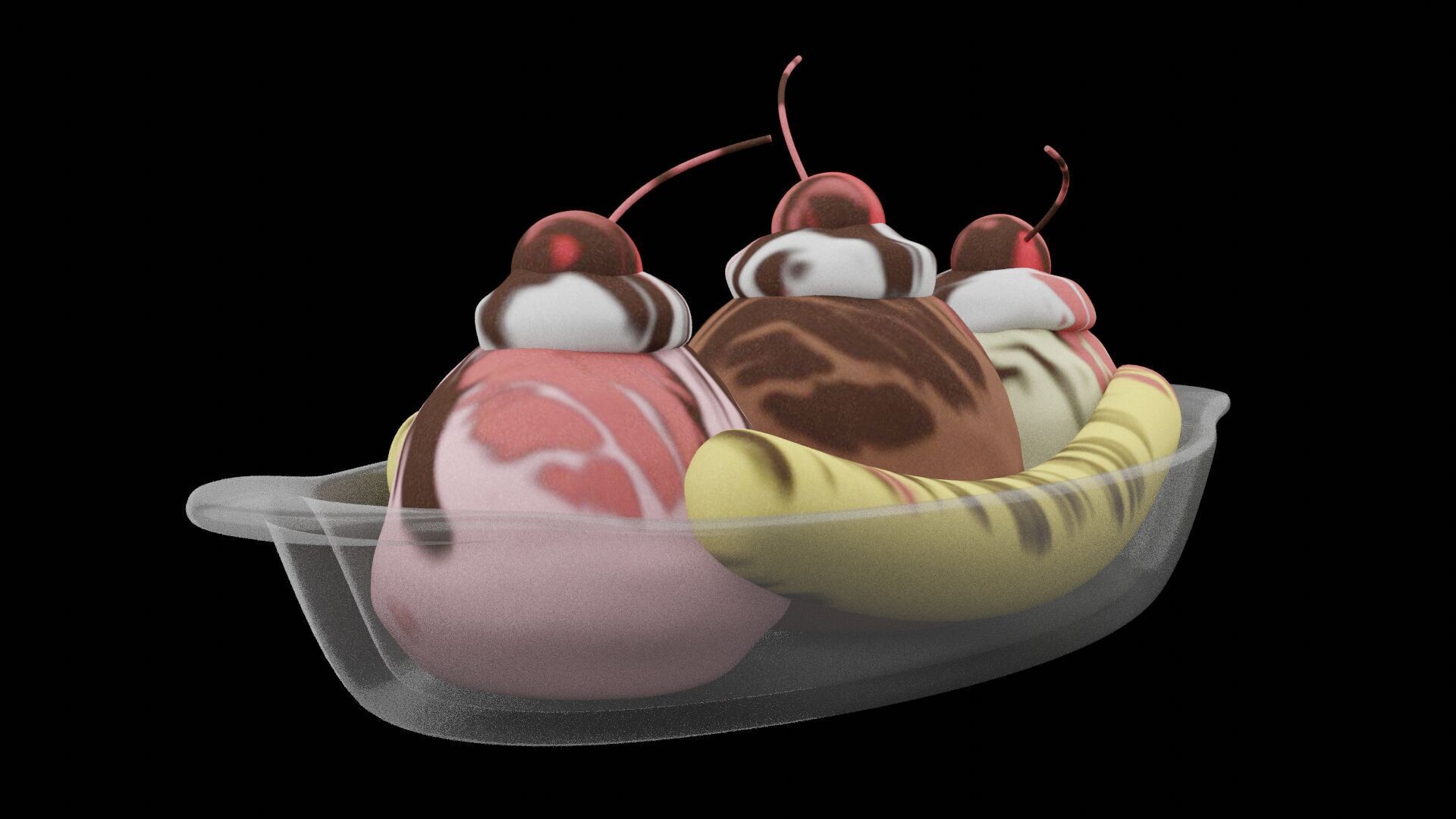 Banana Split Low-poly 3D model_5