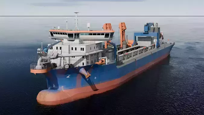  Hopper Dredger Vessel  Low-poly 3D model