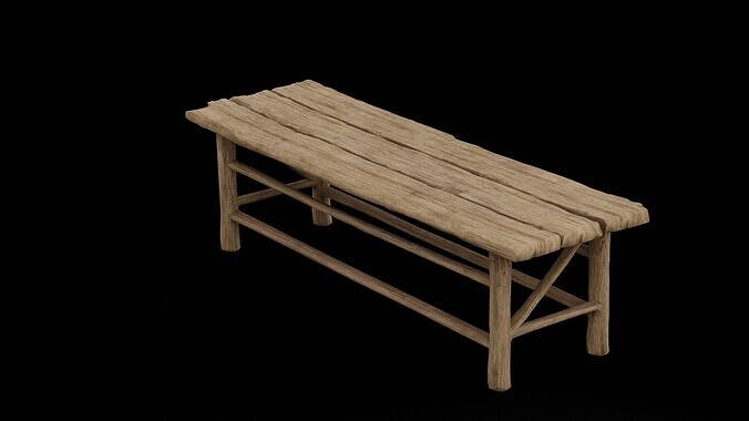 Wooden Table Low-poly 3D model