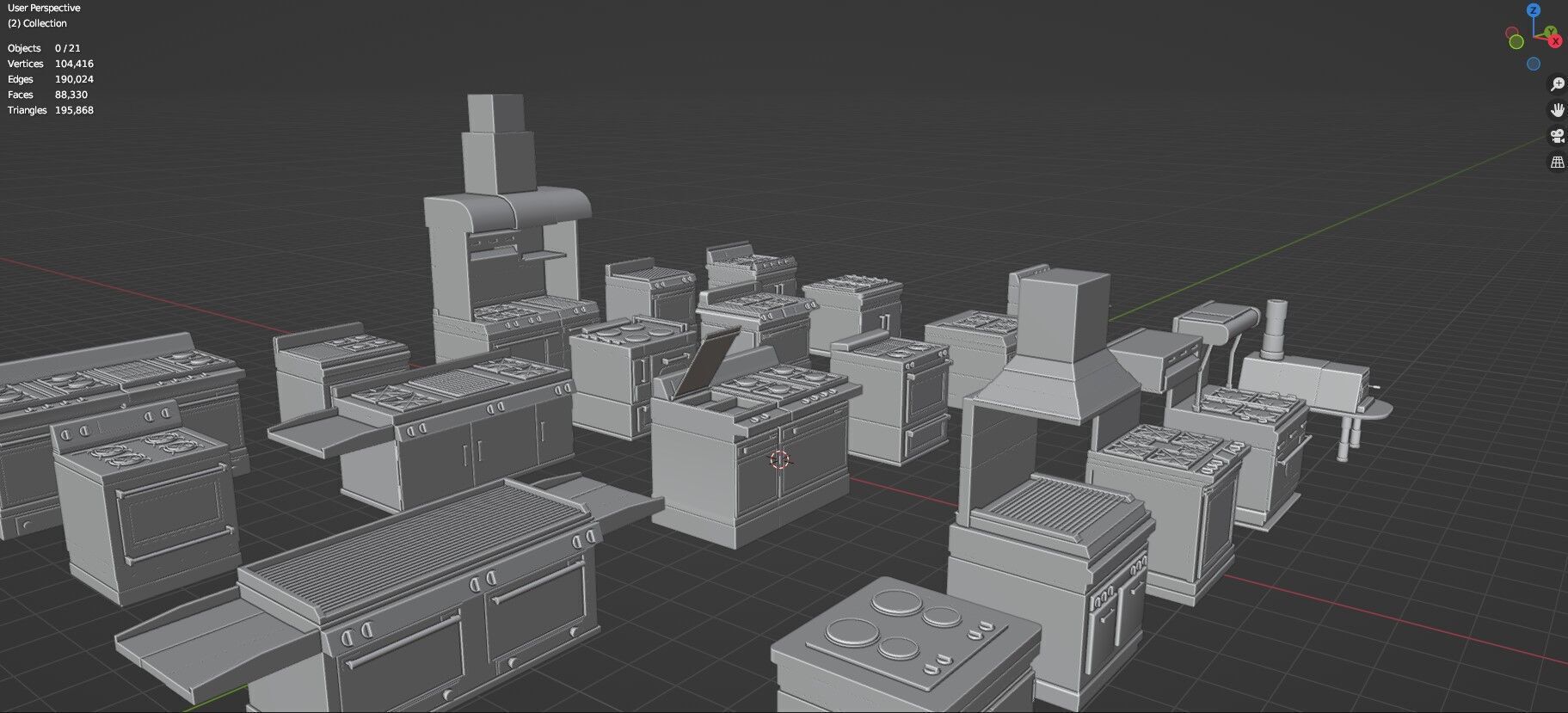 Low Poly 20 Gas Stoves Pack - Game Ready - Untextured Low-poly 3D model_31