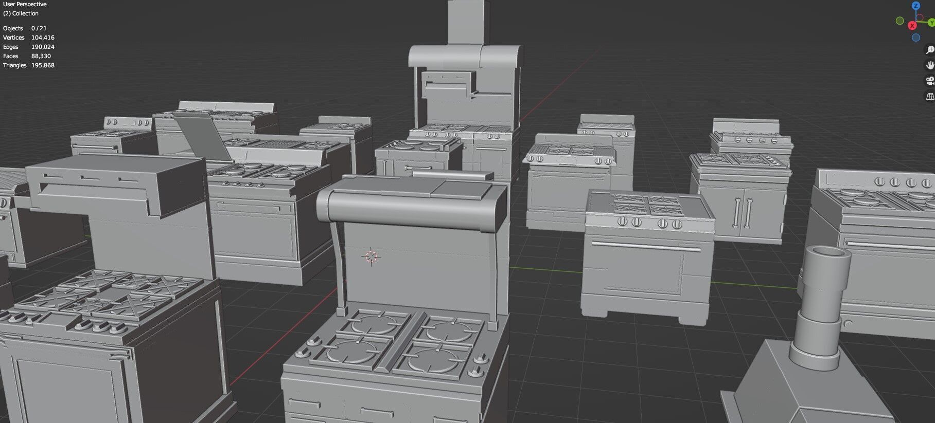 Low Poly 20 Gas Stoves Pack - Game Ready - Untextured Low-poly 3D model_40