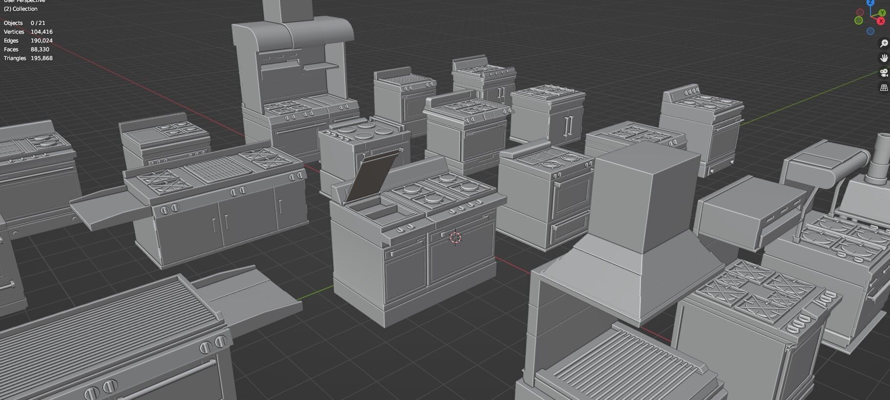 Low Poly 20 Gas Stoves Pack - Game Ready - Untextured Low-poly 3D model_38