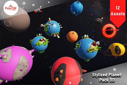 Stylized Planet Pack 3D Low-poly 3D model_3