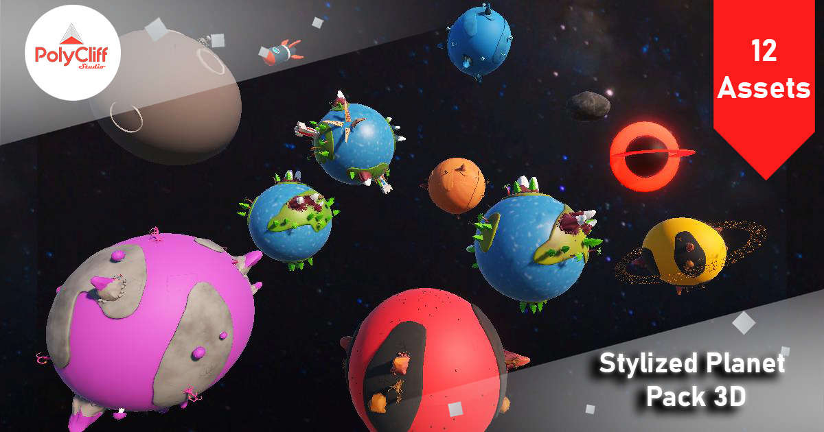 Stylized Planet Pack 3D Low-poly 3D model_5